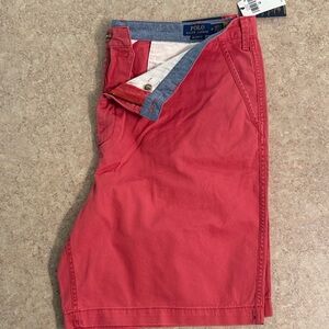 Polo Ralph Lauren men's 10 inch relaxed fit chino shorts in color nantucket Red
